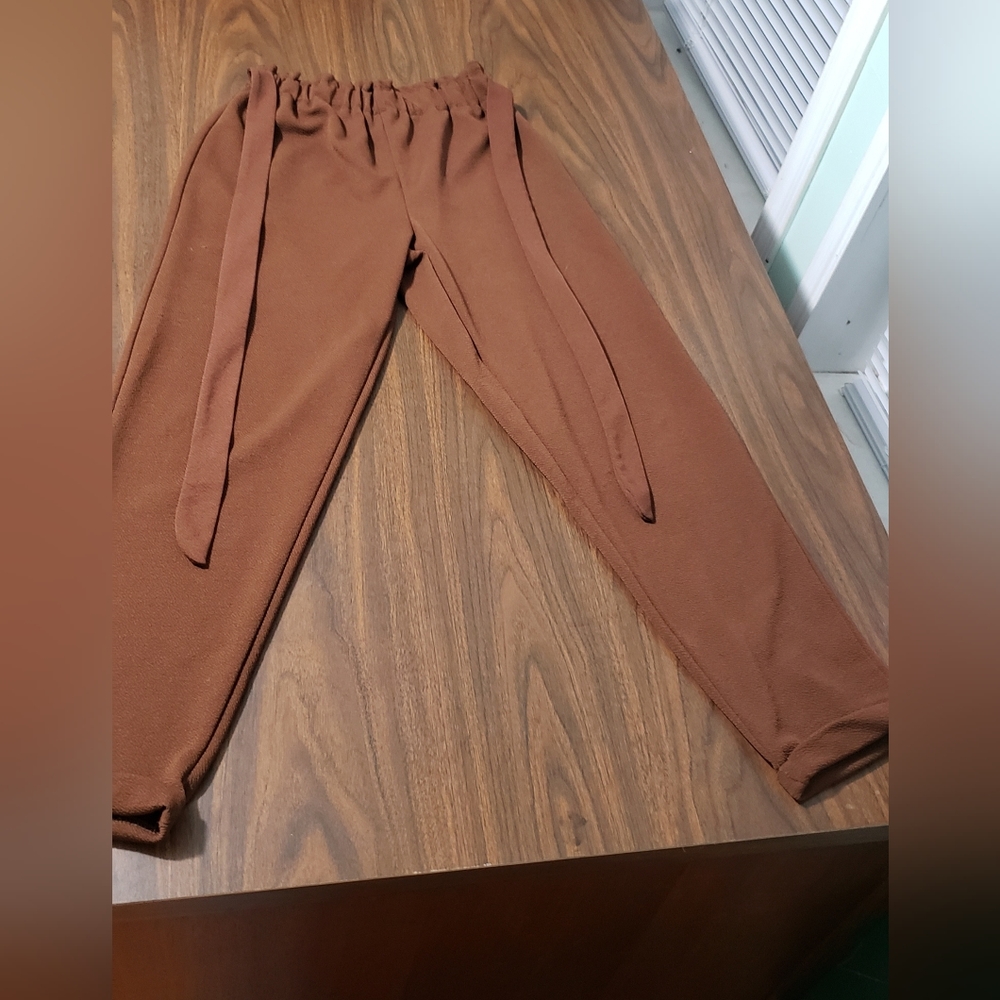 Brown Waist Tie Pants